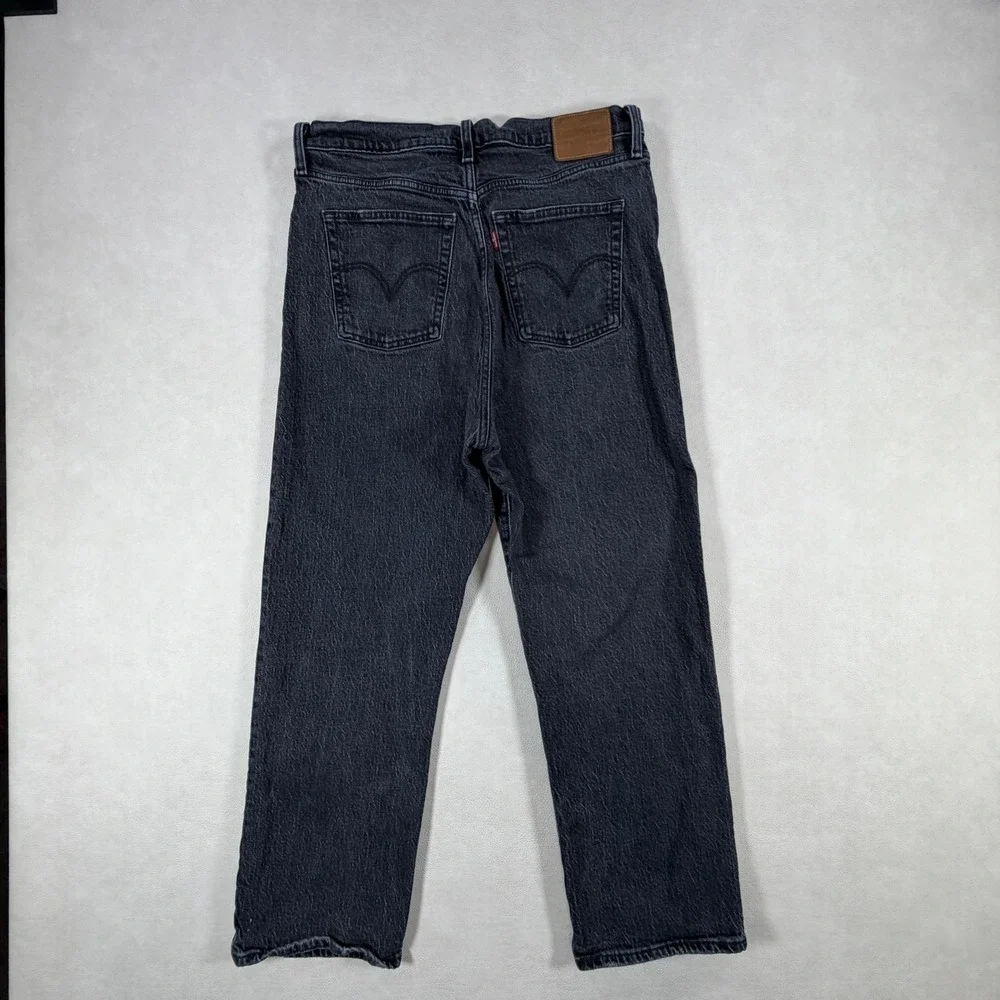 Levis‎ Premium Big E Ribcage Straight Ankle Jeans Womens 31 Washed Black